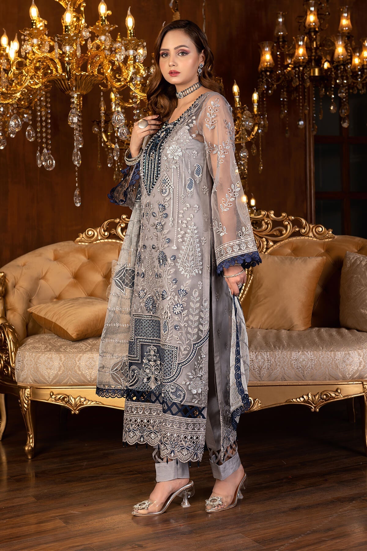 Janique | Luxury Collection 24 |  D-033 Metallic grey by Janique - Designer Dress - Type: Ladies Clothes - Available at Libayah - 100% Original