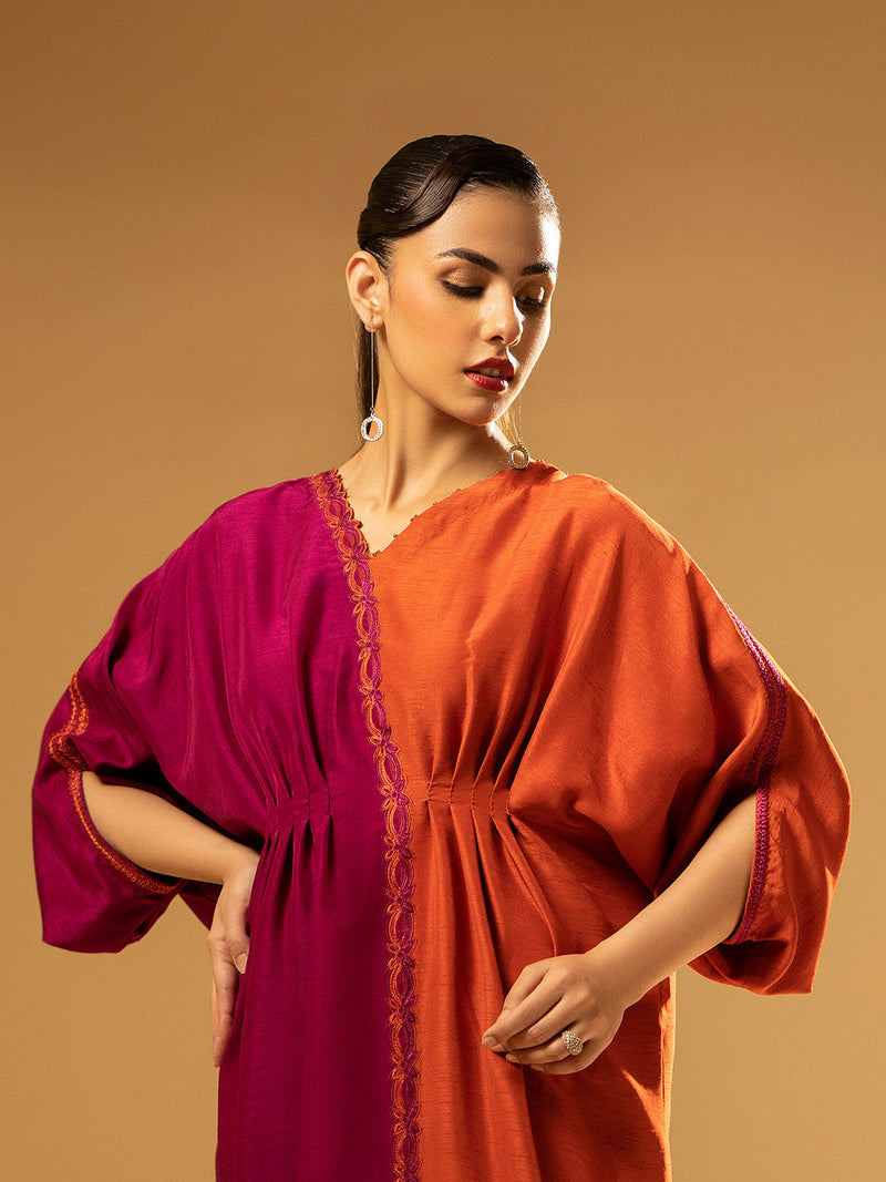 Fozia Khalid | Eid Edit 24 | Split-Tone Kaftan by Fozia Khalid - Designer Dress - Type: Ladies Clothes - Available at Libayah - 100% Original