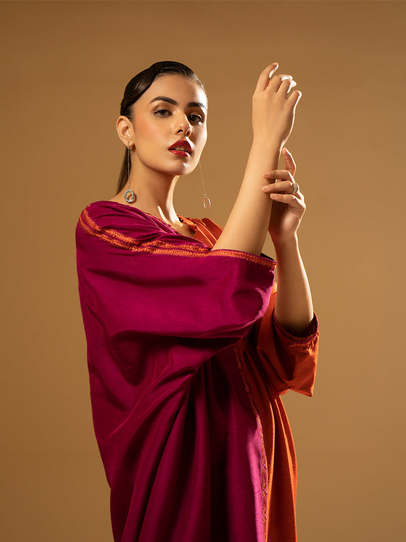 Fozia Khalid | Eid Edit 24 | Split-Tone Kaftan by Fozia Khalid - Designer Dress - Type: Ladies Clothes - Available at Libayah - 100% Original