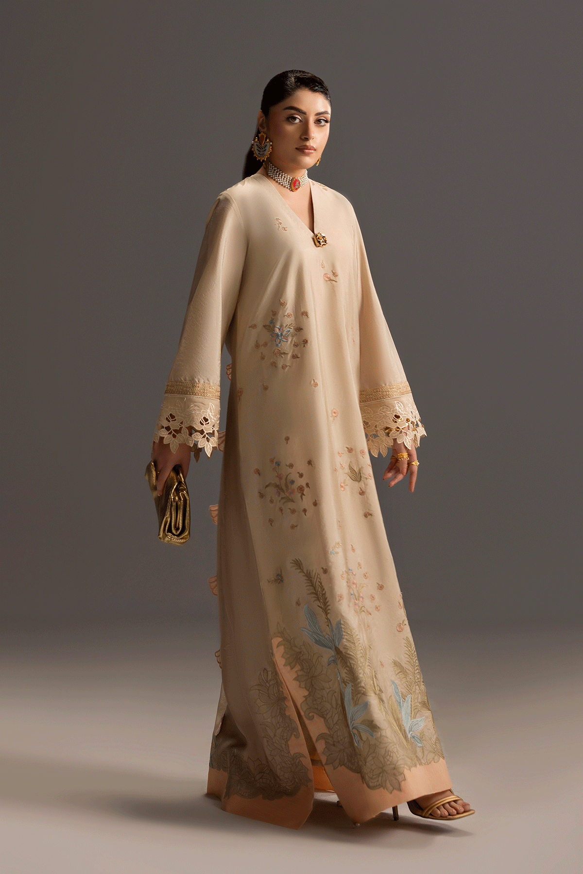 Erum Khan | Summer Whisper | Golden Crown - Designer Dress - Type : Ladies Clothes - Available at Libayah - 100% Original