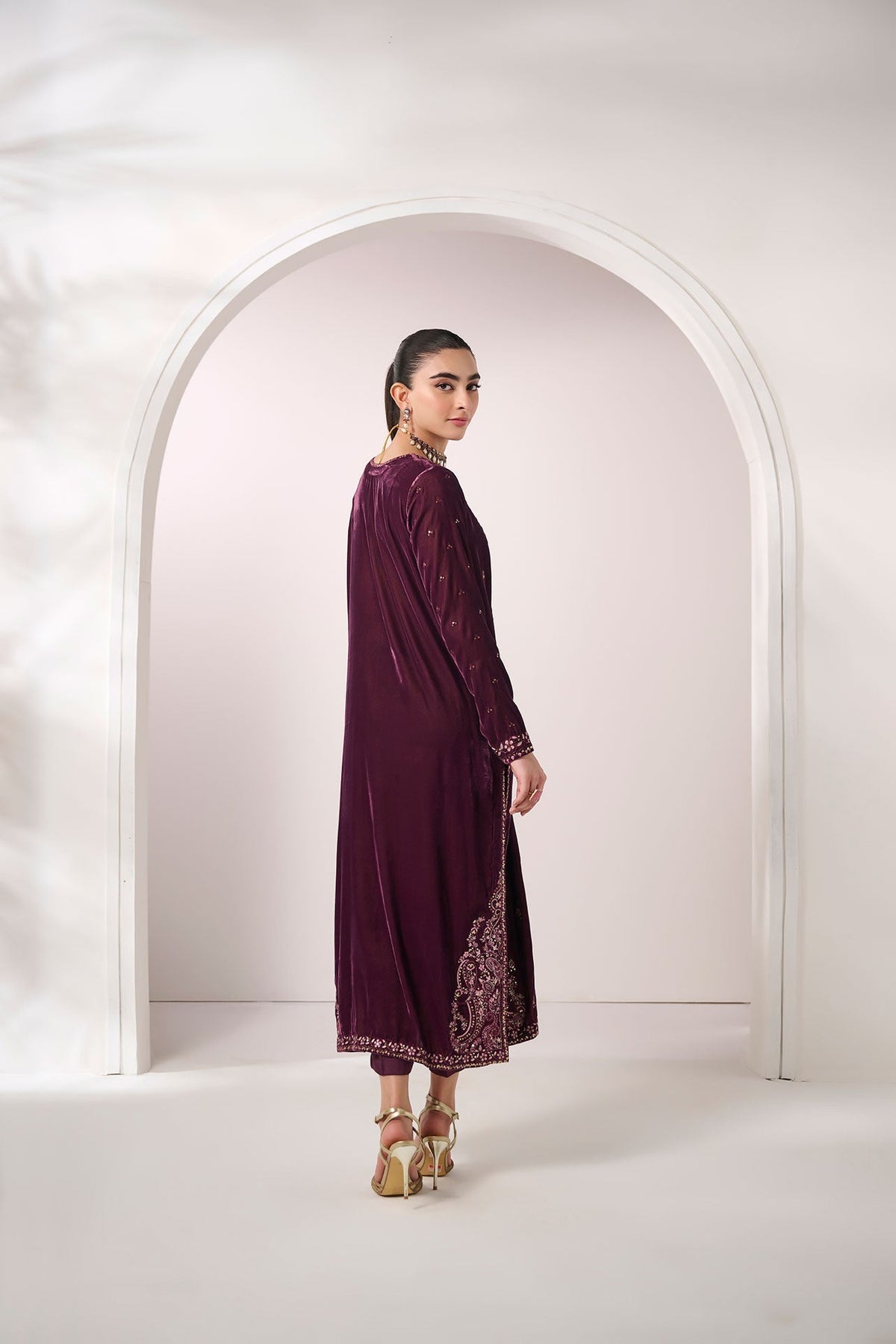 Dhanak | Velvet Edit | FW24DA-2621 PURPLE by Dhanak - Designer Dress - Type: Ladies Clothes - Available at Libayah - 100% Original