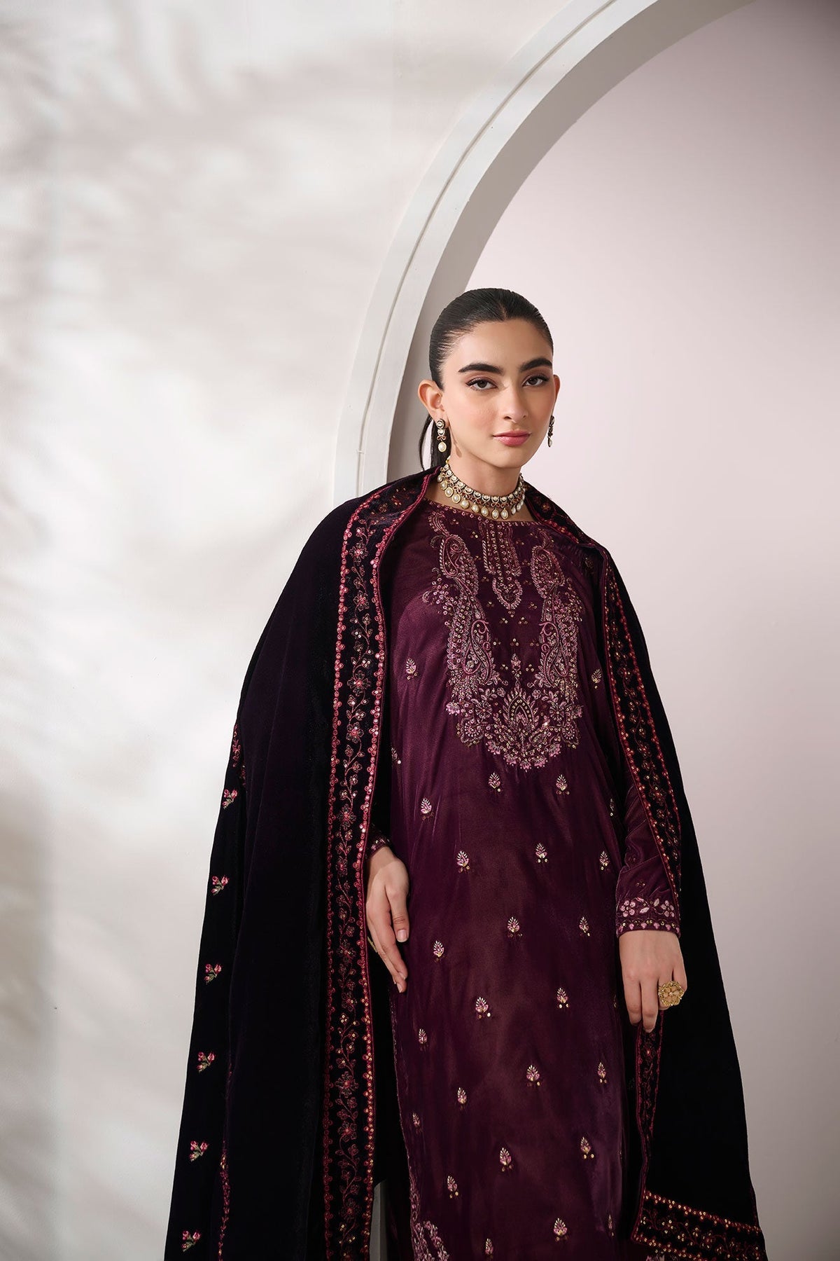 Dhanak | Velvet Edit | FW24DA-2621 PURPLE by Dhanak - Designer Dress - Type: Ladies Clothes - Available at Libayah - 100% Original