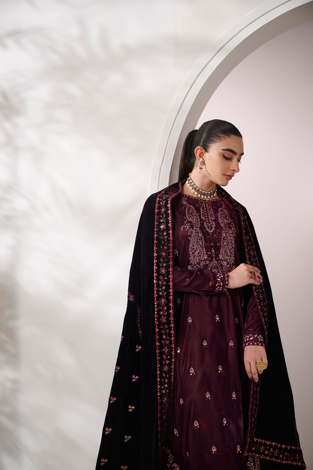 Dhanak | Velvet Edit | FW24DA-2621 PURPLE by Dhanak - Designer Dress - Type: Ladies Clothes - Available at Libayah - 100% Original