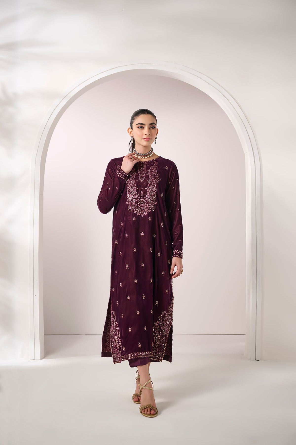 Dhanak | Velvet Edit | FW24DA-2621 PURPLE by Dhanak - Designer Dress - Type: Ladies Clothes - Available at Libayah - 100% Original