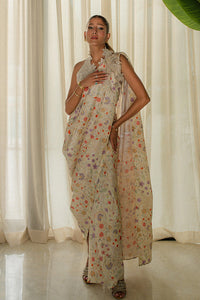 Mina Hassan | Signature Prints | Wrapped Goddess Stitched Saree by Mina Hassan - Designer Dress  - Type : Ladies Clothes - Available at Libayah - 100% Original 