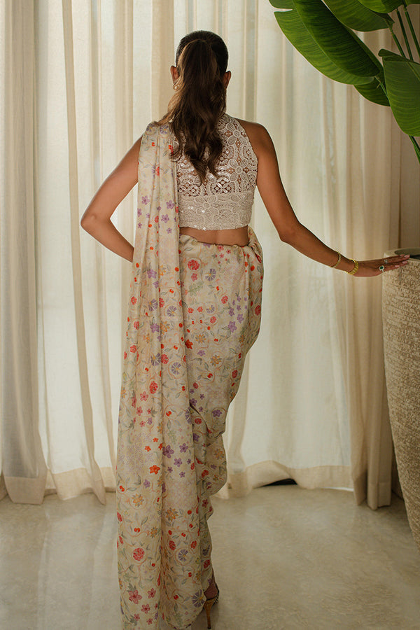 Mina Hassan | Signature Prints | Wrapped Goddess Stitched Saree by Mina Hassan - Designer Dress  - Type : Ladies Clothes - Available at Libayah - 100% Original 