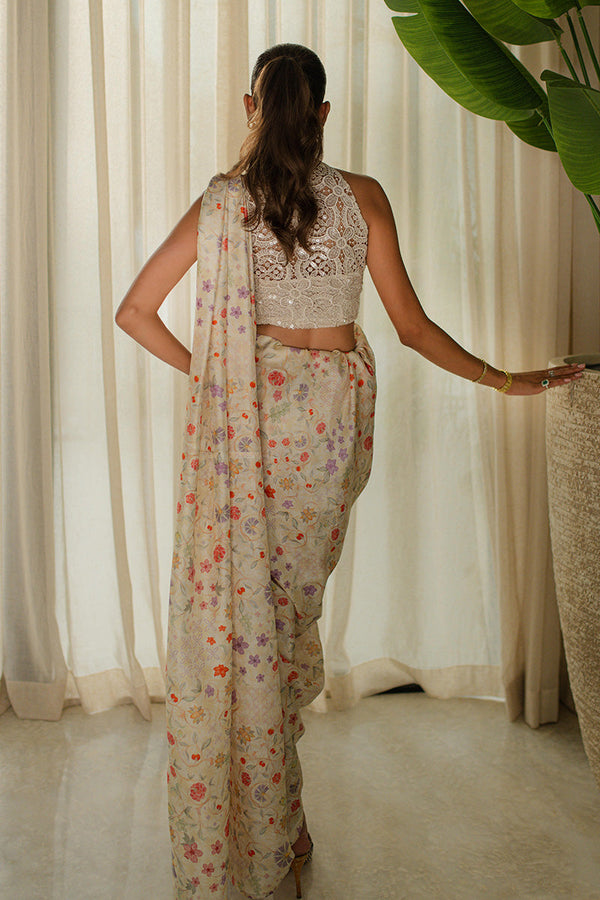 Mina Hasan | Signature Pret | Wrapped Goddess Stitched Saree - by Libayah - Registered Vendor of : Mina Hasan - 100% Original Designer Dress