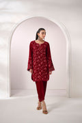 Dhanak | Velvet Edit | FW24DA-2624 MAROON by Dhanak - Designer Dress - Type: Ladies Clothes - Available at Libayah - 100% Original