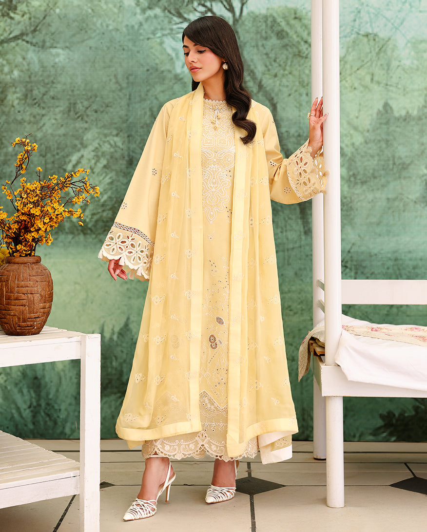 Roheenaz | Veil of Summer Chikankari | Lumiere Yellow by Roheenaz - Designer Dress  - Type : Ladies Clothes - Available at Libayah - 100% Original 