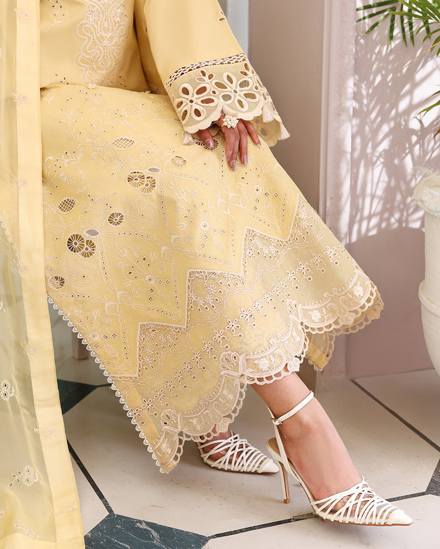 Roheenaz | Veil of Summer Chikankari | Lumiere Yellow by Roheenaz - Designer Dress  - Type : Ladies Clothes - Available at Libayah - 100% Original 