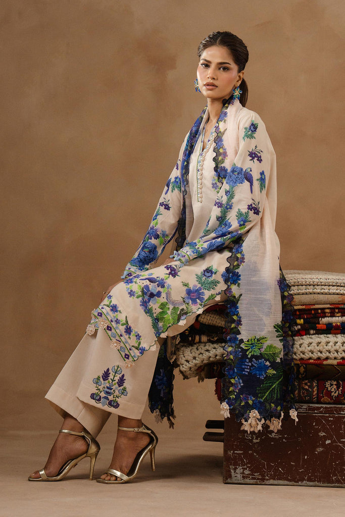 Sana Safinaz | Muzlin Spring 26 | M261-016A-CU by Sana Safinaz - Designer Dress - Type : Luxury Dress - Available at Libayah - 100% Original