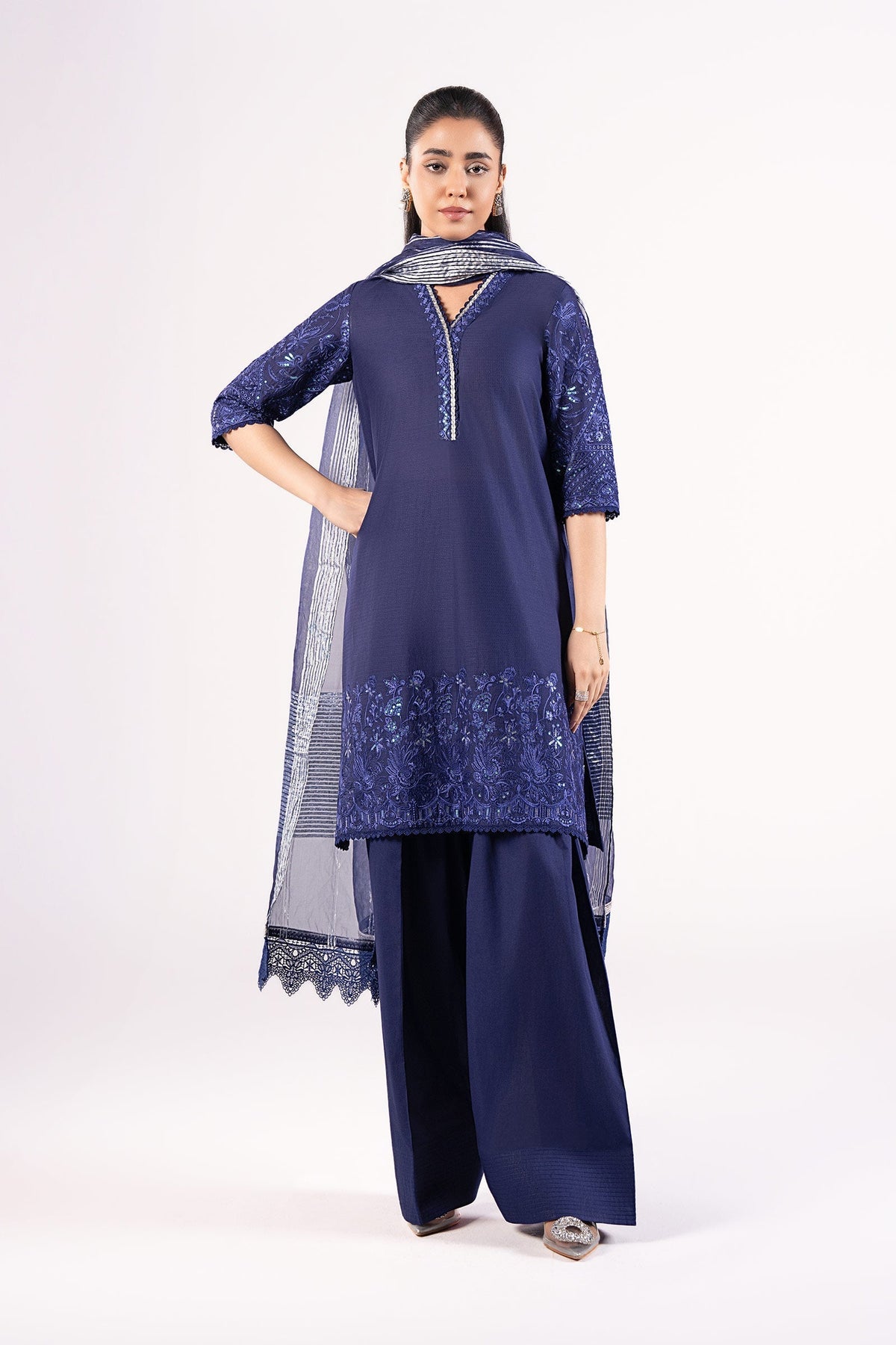 Maria B | Basics RTW | 3 Pc Embroidered Dobby Suit | MB-CS25-137 by Maria B - Designer Dress - Type: Ladies Clothes - Available at Libayah - 100% Original