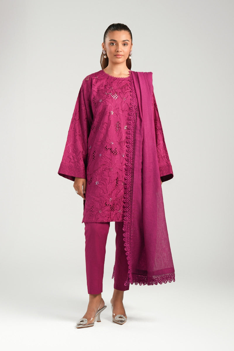 Maria B | Basics RTW | 3 Pc Embroidered Dobby Suit | MB-CS25-138 by Maria B - Designer Dress - Type: Ladies Clothes - Available at Libayah - 100% Original