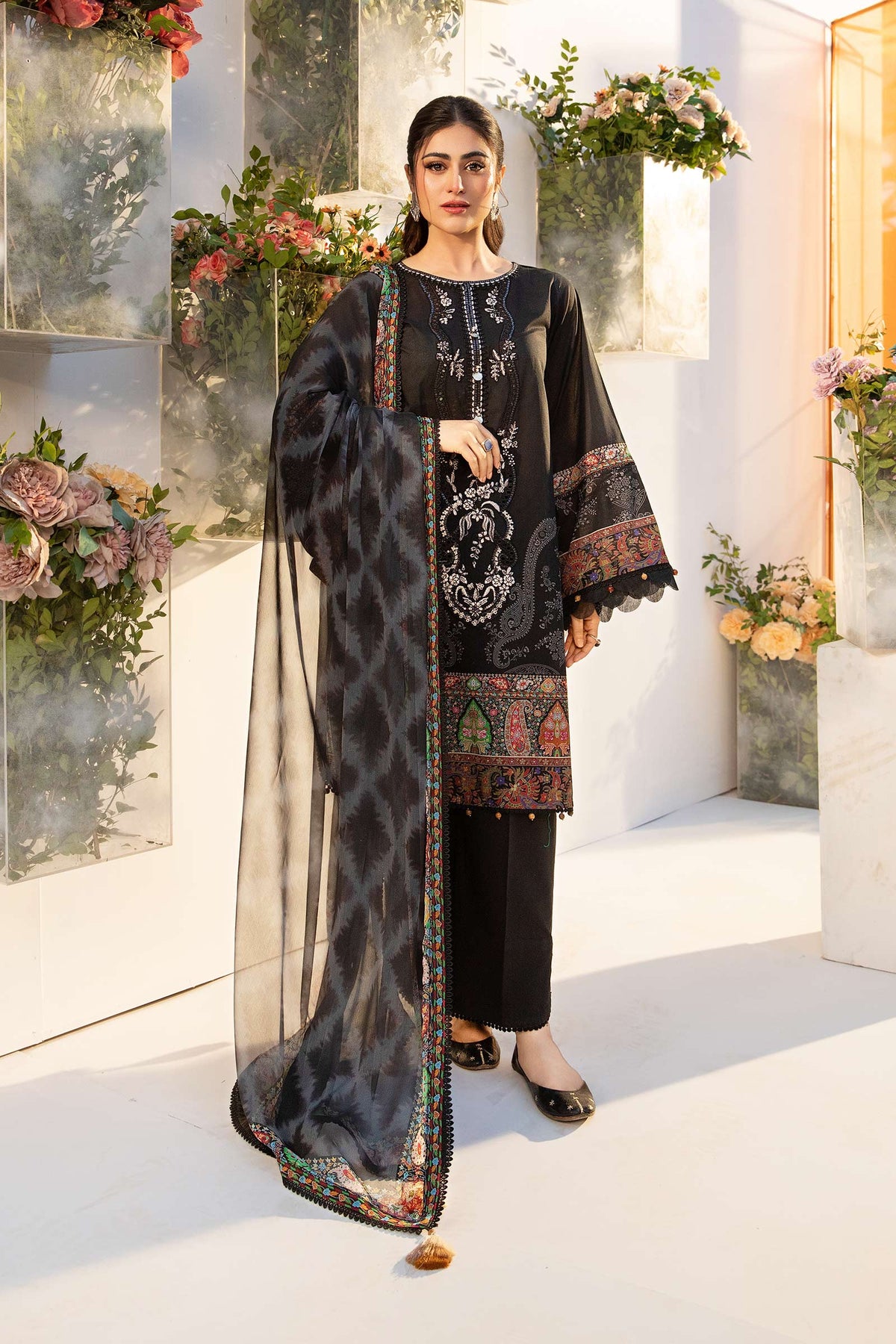 Maria B | M Basic Summer Lawn 25 | MB-CUS25-703A by Maria B - Designer Dress - Type: Ladies Clothes - Available at Libayah - 100% Original