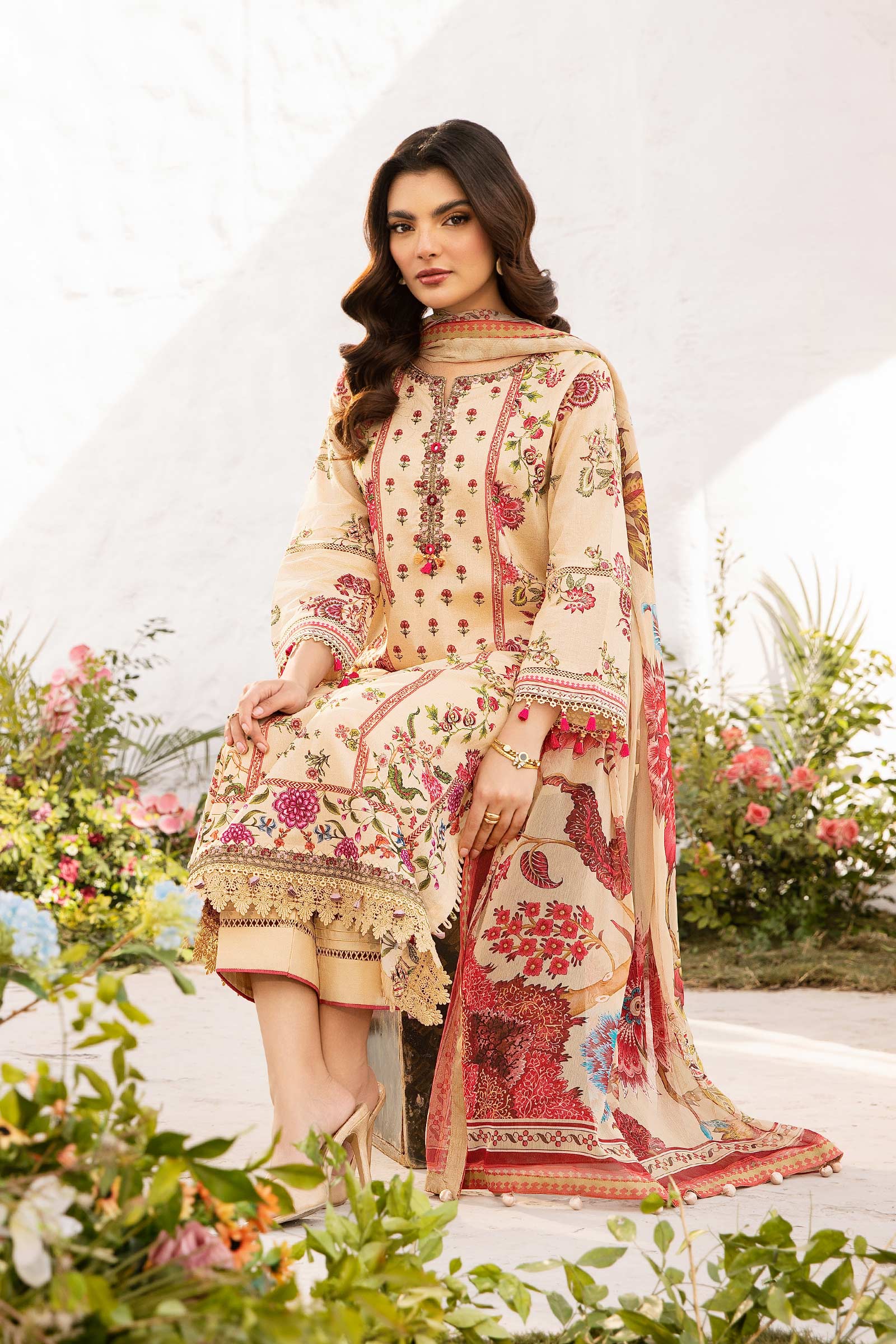 Maria B | M Basic Summer Lawn 25 | MB-CUS25-705A by Maria B - Designer Dress - Type: Ladies Clothes - Available at Libayah - 100% Original