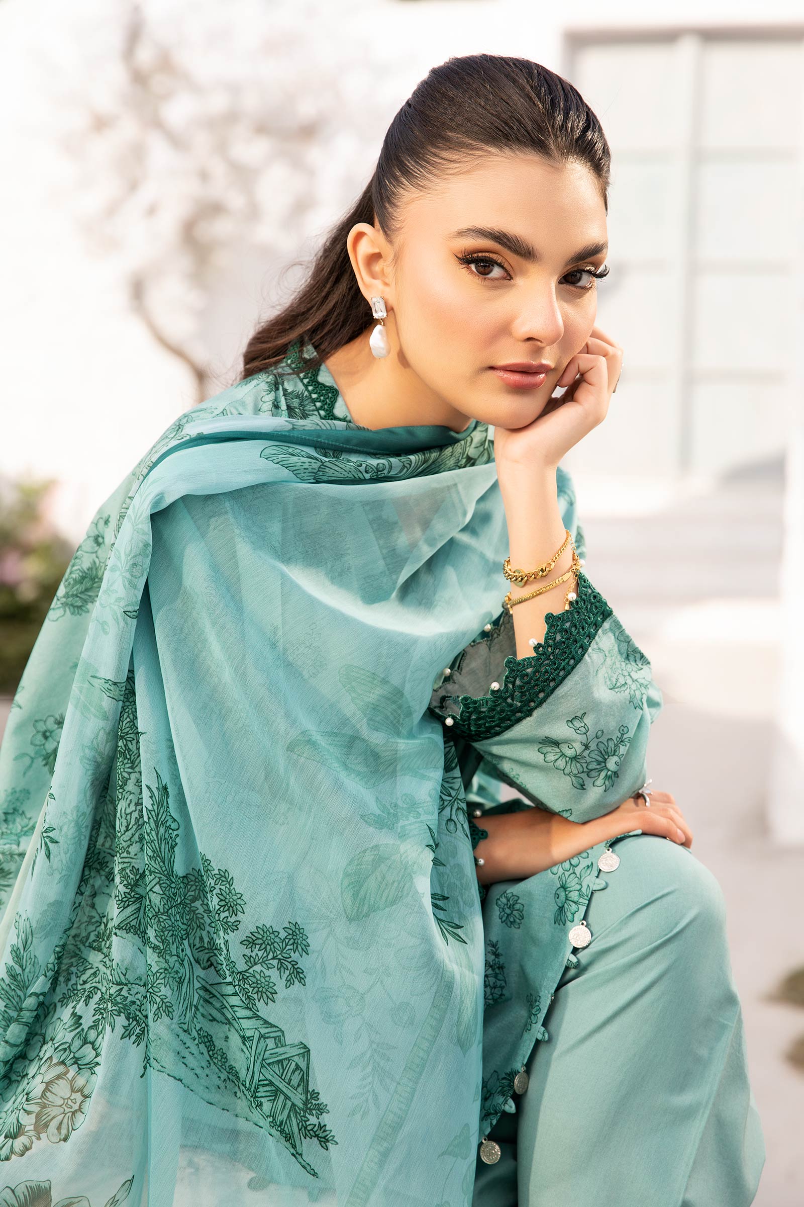Maria B | M Basic Summer Lawn 25 | MB-CUS25-708B by Maria B - Designer Dress - Type: Ladies Clothes - Available at Libayah - 100% Original