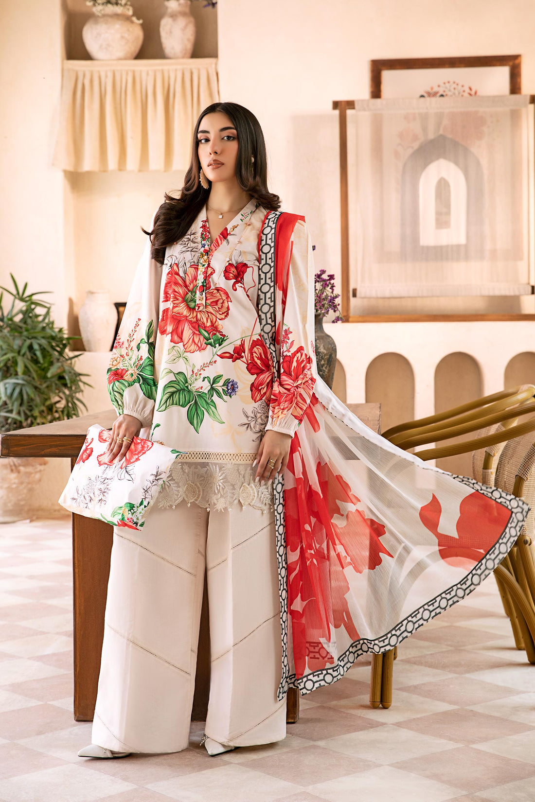 Maria B | Eid Basic Lawn | MB-CUS25-907B by Maria B - Designer Dress - Type: Ladies Clothes - Available at Libayah - 100% Original