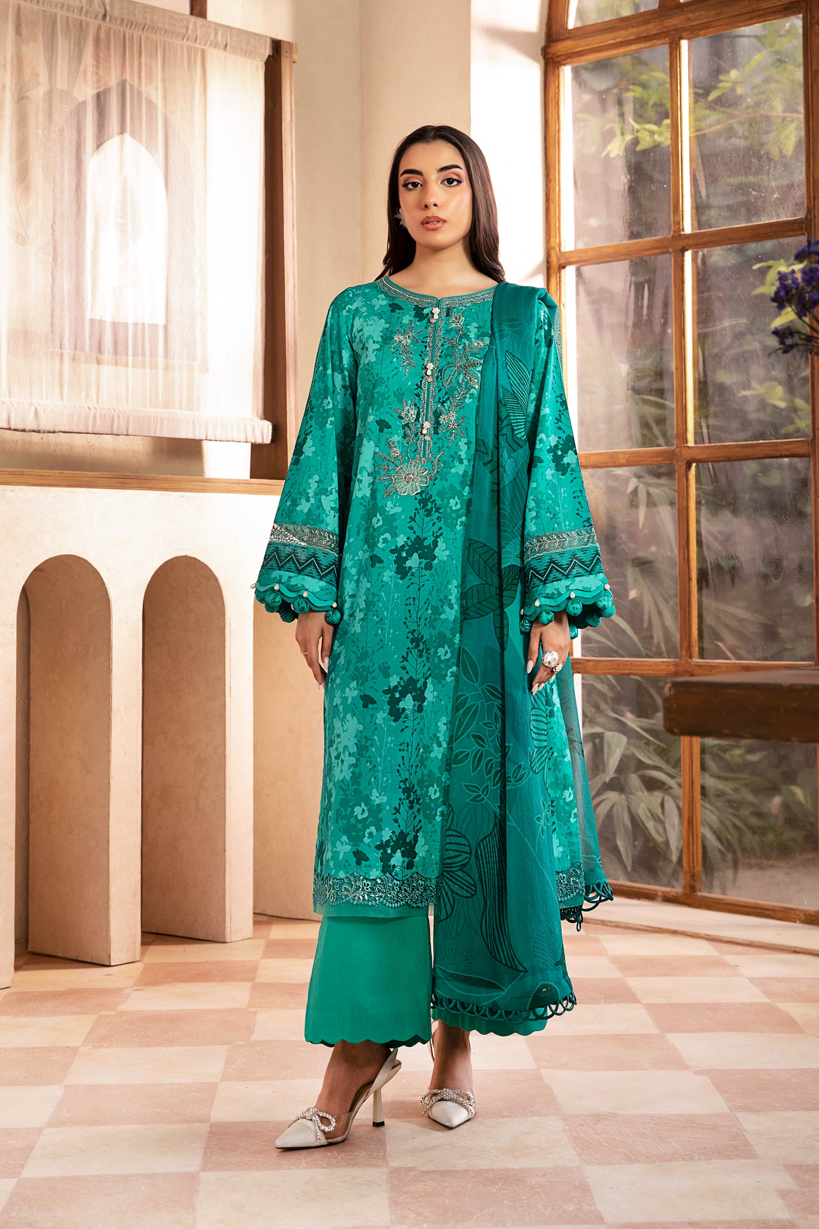Maria B | Eid Basic Lawn | MB-CUS25-910A by Maria B - Designer Dress - Type: Ladies Clothes - Available at Libayah - 100% Original