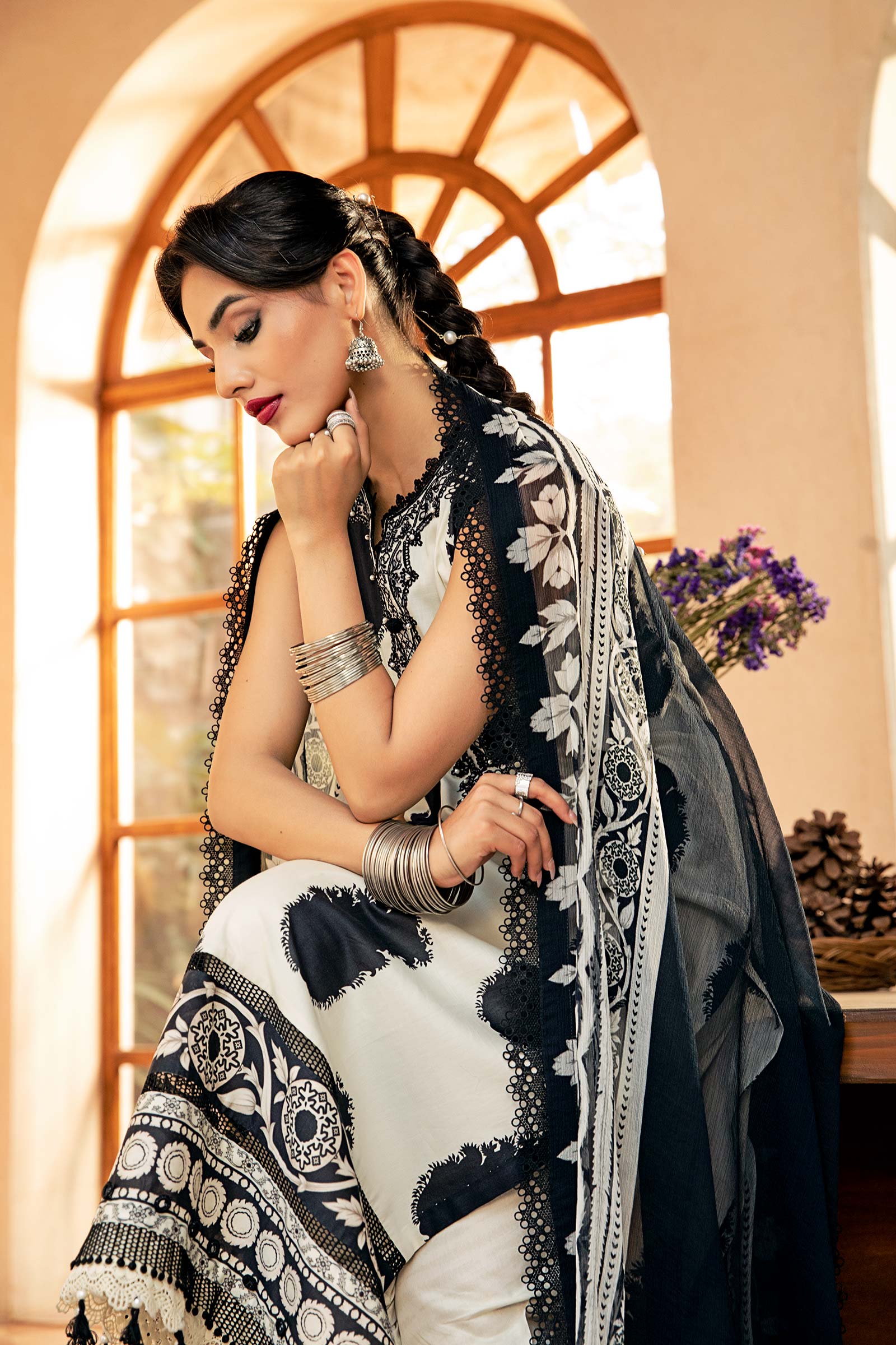 Maria B | Eid Basic Lawn | MB-CUS25-911B by Maria B - Designer Dress - Type: Ladies Clothes - Available at Libayah - 100% Original