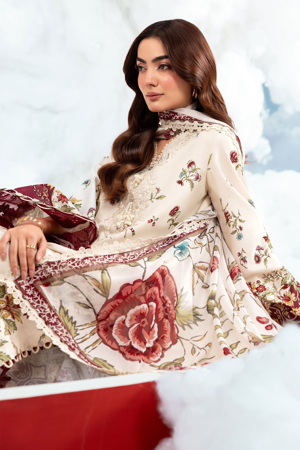 Maria B | M Basics Dreamscape Eid Lawn | MB-CUSV14-01A by Maria B - Designer Dress  - Type : Ladies Clothes - Available at Libayah - 100% Original 