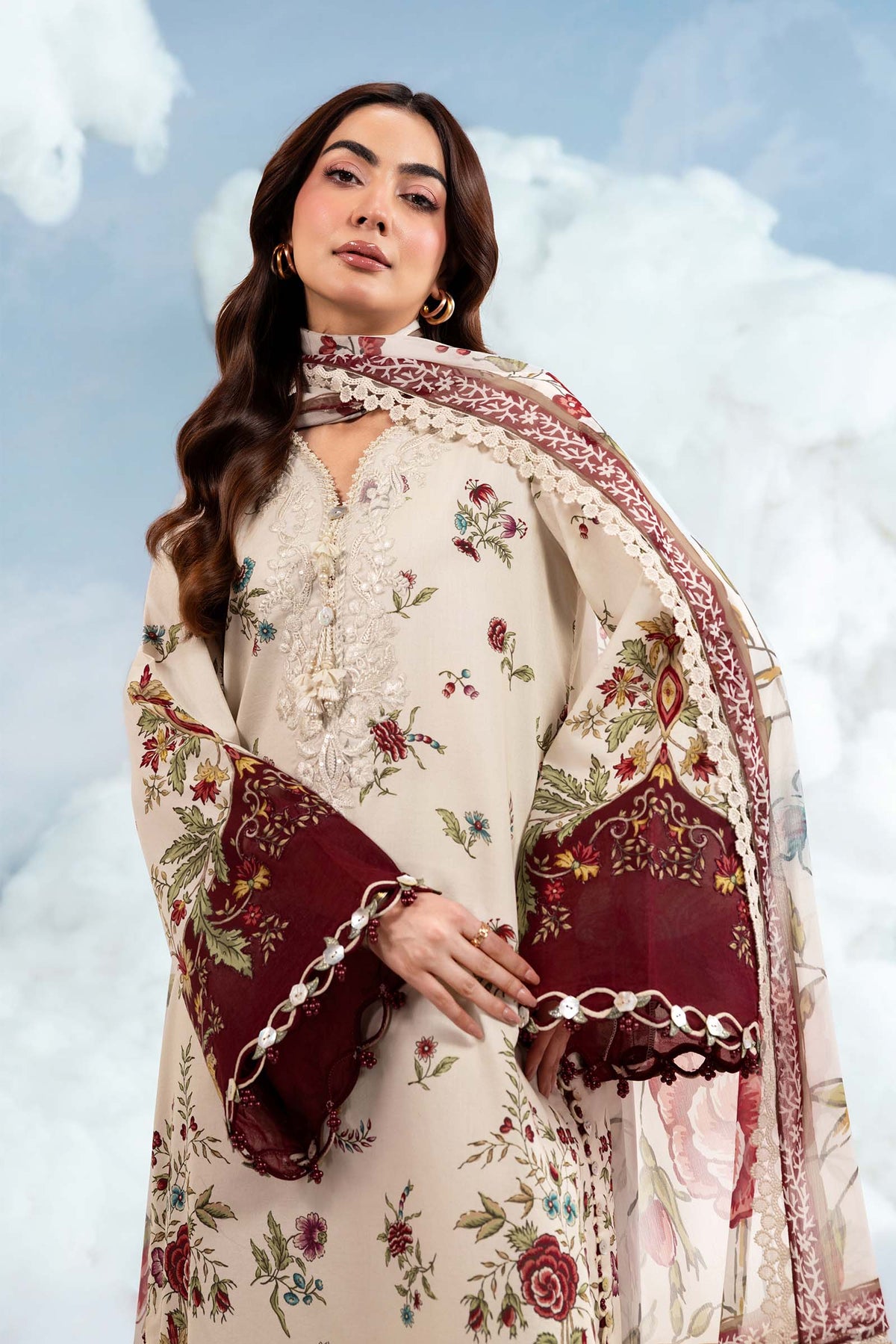 Maria B | M Basics Dreamscape Eid Lawn | MB-CUSV14-01A by Maria B - Designer Dress  - Type : Ladies Clothes - Available at Libayah - 100% Original 