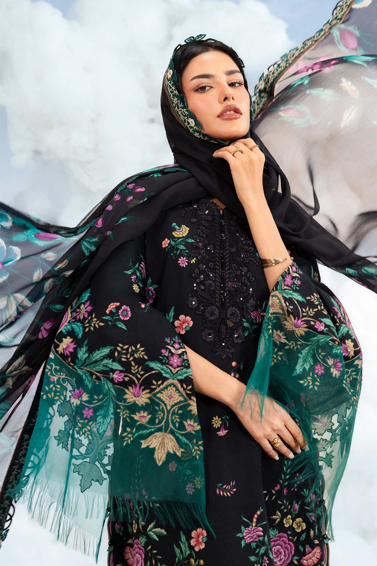 Maria B | M Basics Dreamscape Eid Lawn | MB-CUSV14-01B by Maria B - Designer Dress  - Type : Ladies Clothes - Available at Libayah - 100% Original 