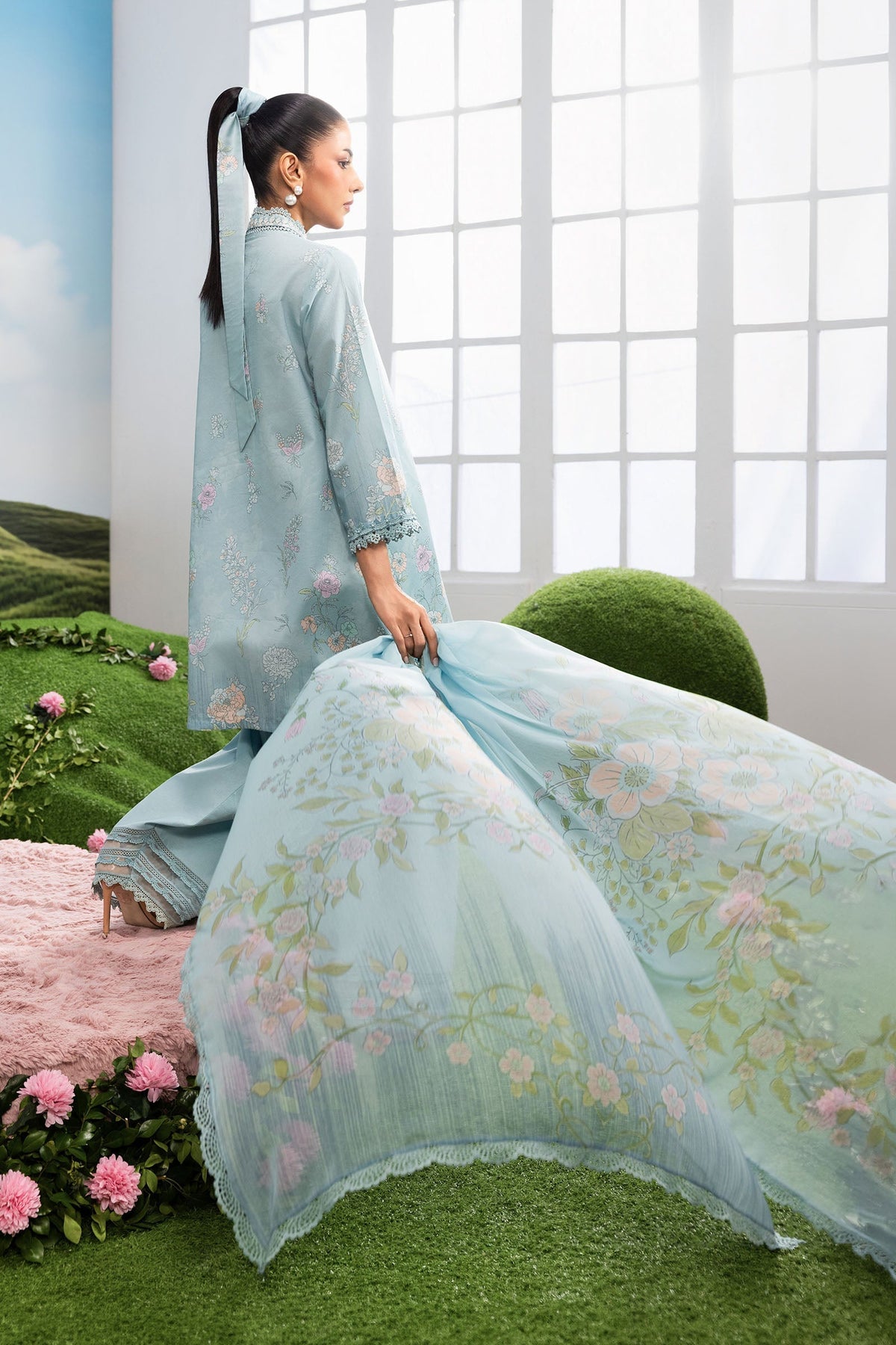 Maria B | M Basics Dreamscape Eid Lawn | MB-CUSV14-02B by Maria B - Designer Dress  - Type : Ladies Clothes - Available at Libayah - 100% Original 