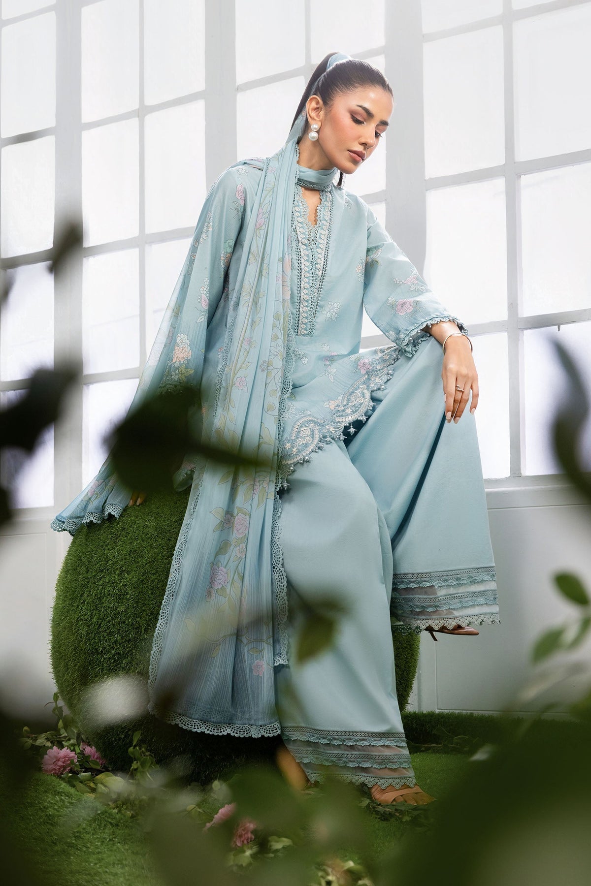 Maria B | M Basics Dreamscape Eid Lawn | MB-CUSV14-02B by Maria B - Designer Dress  - Type : Ladies Clothes - Available at Libayah - 100% Original 