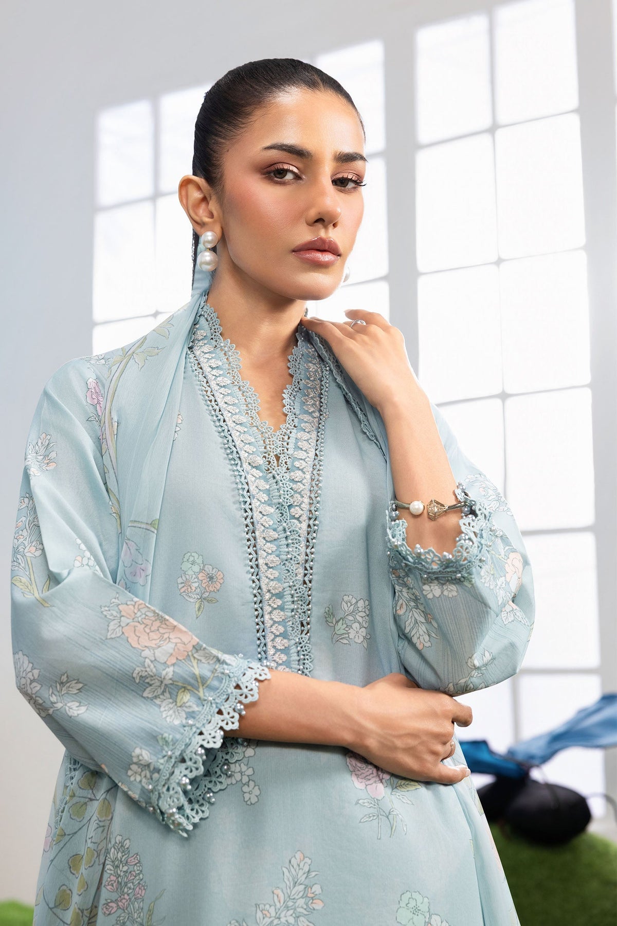 Maria B | M Basics Dreamscape Eid Lawn | MB-CUSV14-02B by Maria B - Designer Dress  - Type : Ladies Clothes - Available at Libayah - 100% Original 