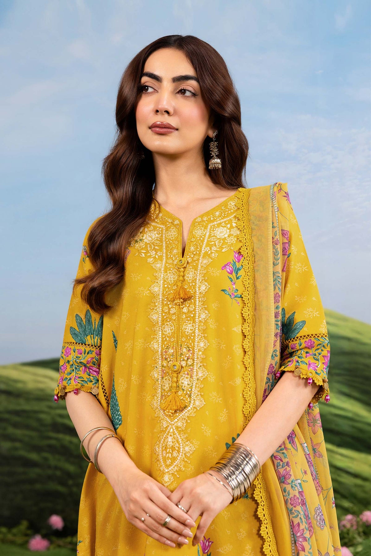 Maria B | M Basics Dreamscape Eid Lawn | MB-CUSV14-03A by Maria B - Designer Dress  - Type : Ladies Clothes - Available at Libayah - 100% Original 