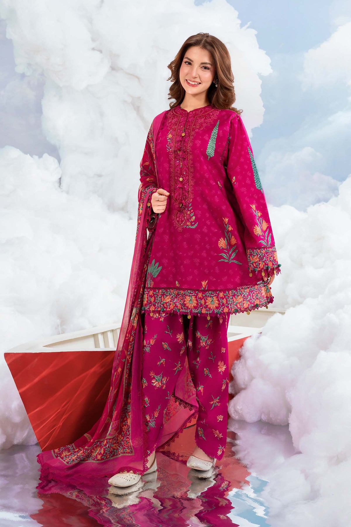 Maria B | M Basics Dreamscape Eid Lawn | MB-CUSV14-03B by Maria B - Designer Dress  - Type : Ladies Clothes - Available at Libayah - 100% Original 