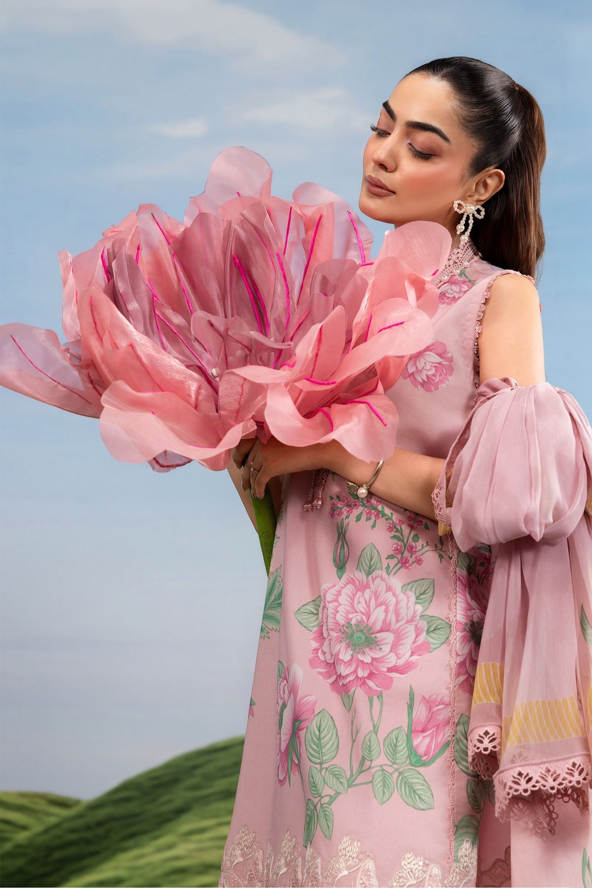 Maria B | M Basics Dreamscape Eid Lawn | MB-CUSV14-04A by Maria B - Designer Dress  - Type : Ladies Clothes - Available at Libayah - 100% Original 