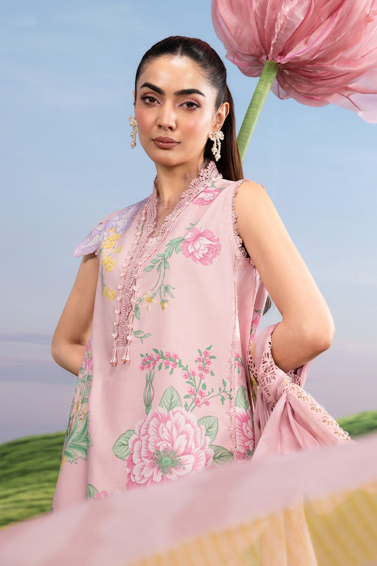 Maria B | M Basics Dreamscape Eid Lawn | MB-CUSV14-04A by Maria B - Designer Dress  - Type : Ladies Clothes - Available at Libayah - 100% Original 