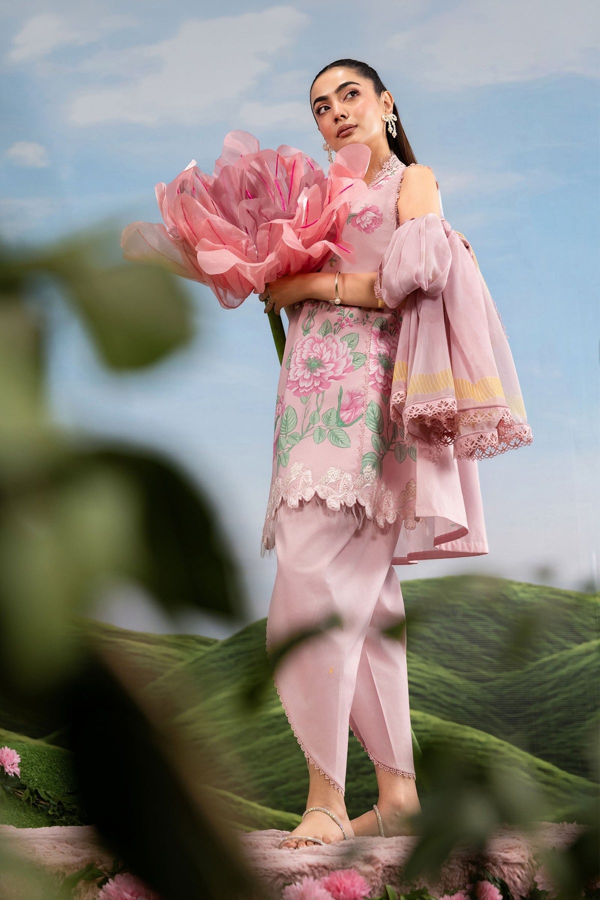 Maria B | M Basics Dreamscape Eid Lawn | MB-CUSV14-04A by Maria B - Designer Dress  - Type : Ladies Clothes - Available at Libayah - 100% Original 