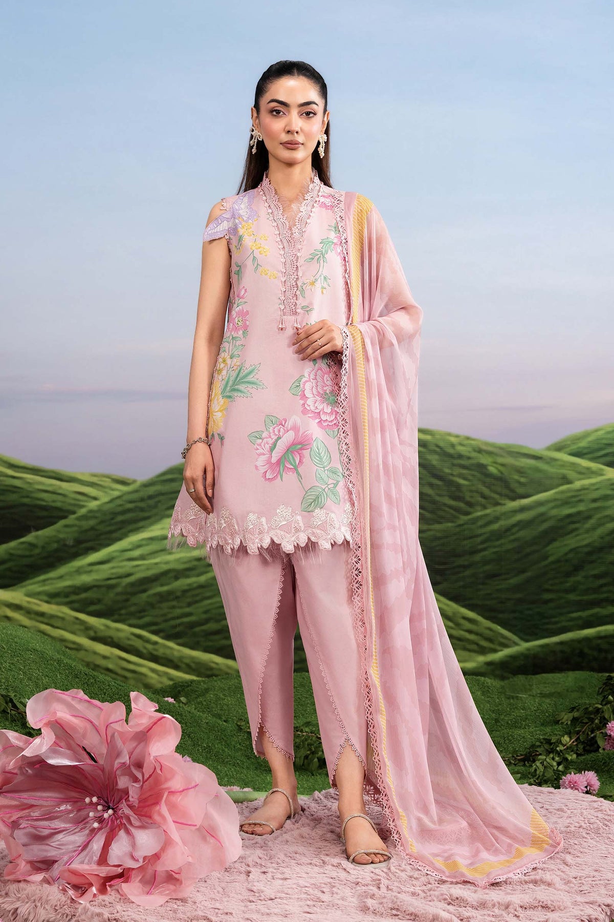 Maria B | M Basics Dreamscape Eid Lawn | MB-CUSV14-04A by Maria B - Designer Dress  - Type : Ladies Clothes - Available at Libayah - 100% Original 