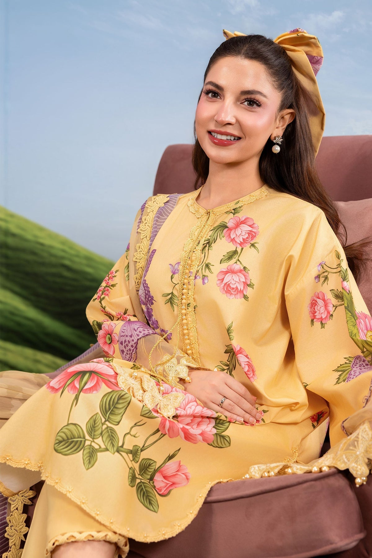 Maria B | M Basics Dreamscape Eid Lawn | MB-CUSV14-04B by Maria B - Designer Dress  - Type : Ladies Clothes - Available at Libayah - 100% Original 