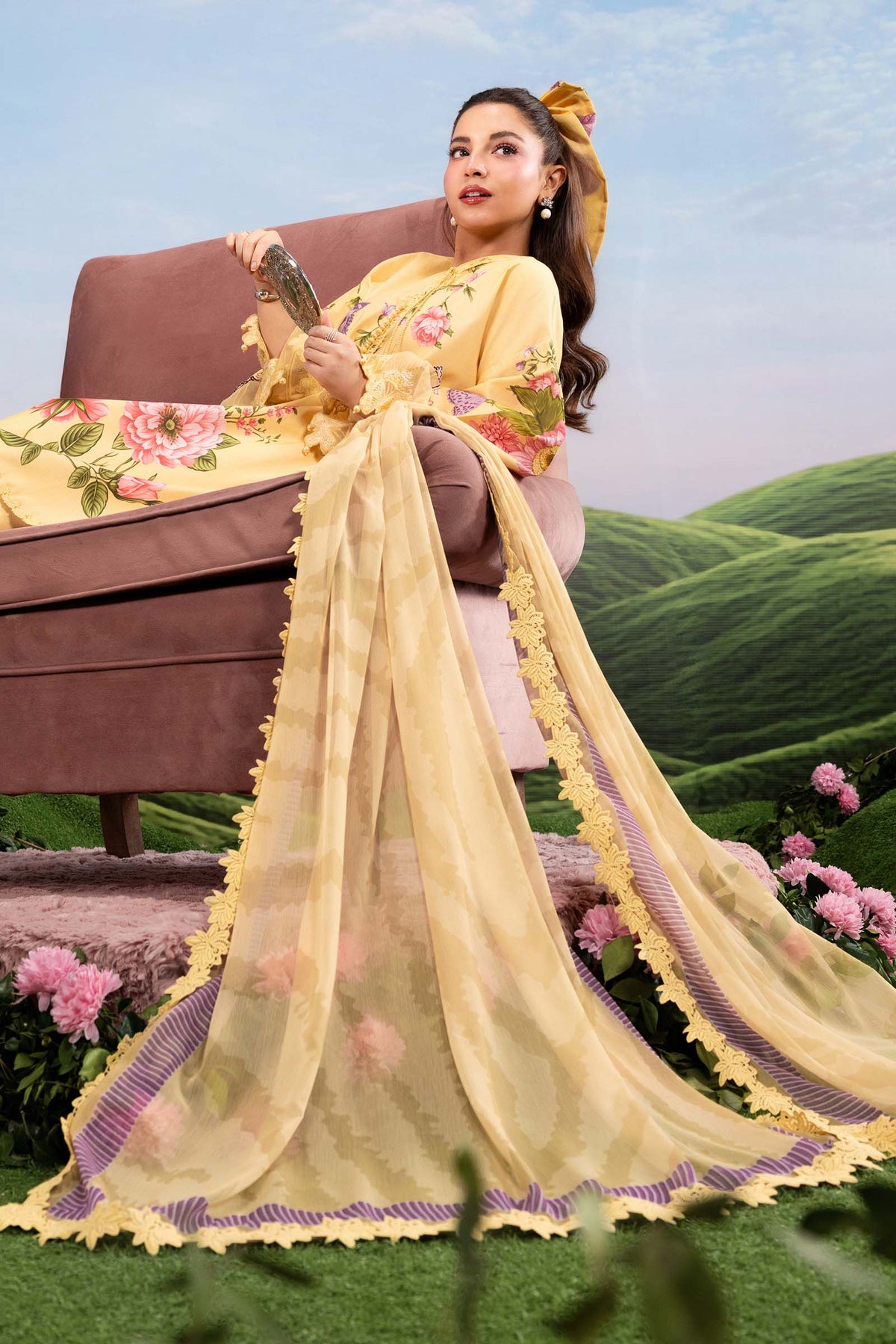 Maria B | M Basics Dreamscape Eid Lawn | MB-CUSV14-04B by Maria B - Designer Dress  - Type : Ladies Clothes - Available at Libayah - 100% Original 