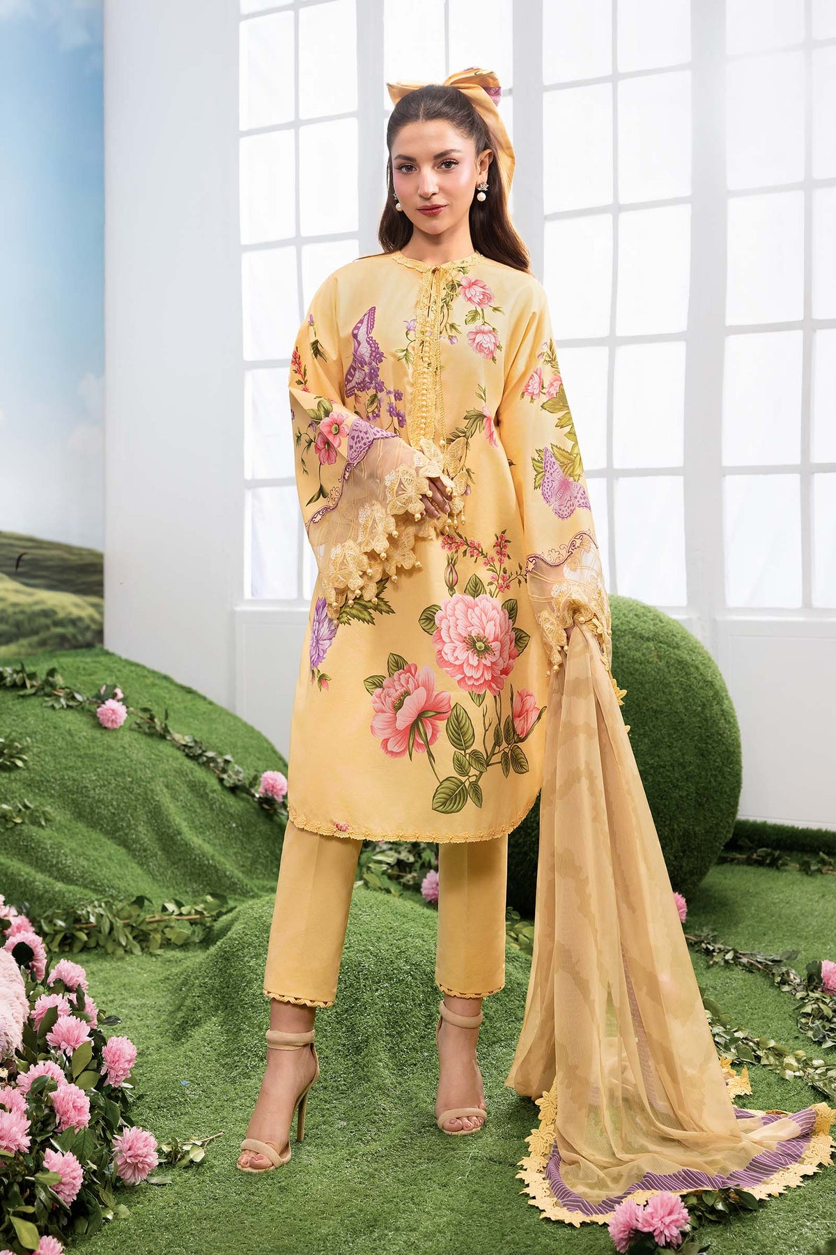 Maria B | M Basics Dreamscape Eid Lawn | MB-CUSV14-04B by Maria B - Designer Dress  - Type : Ladies Clothes - Available at Libayah - 100% Original 