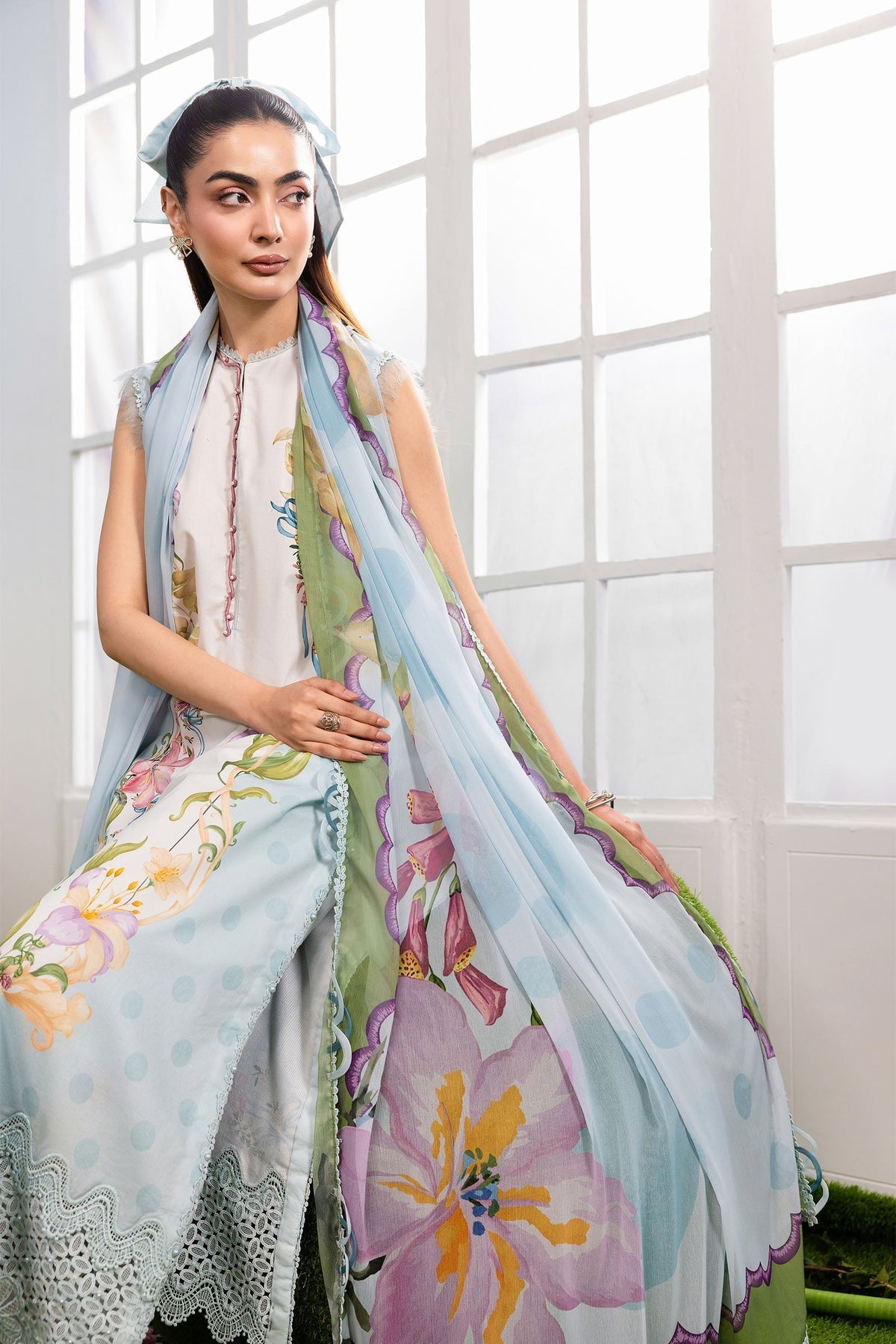 Maria B | M Basics Dreamscape Eid Lawn | MB-CUSV14-06A by Maria B - Designer Dress  - Type : Ladies Clothes - Available at Libayah - 100% Original 