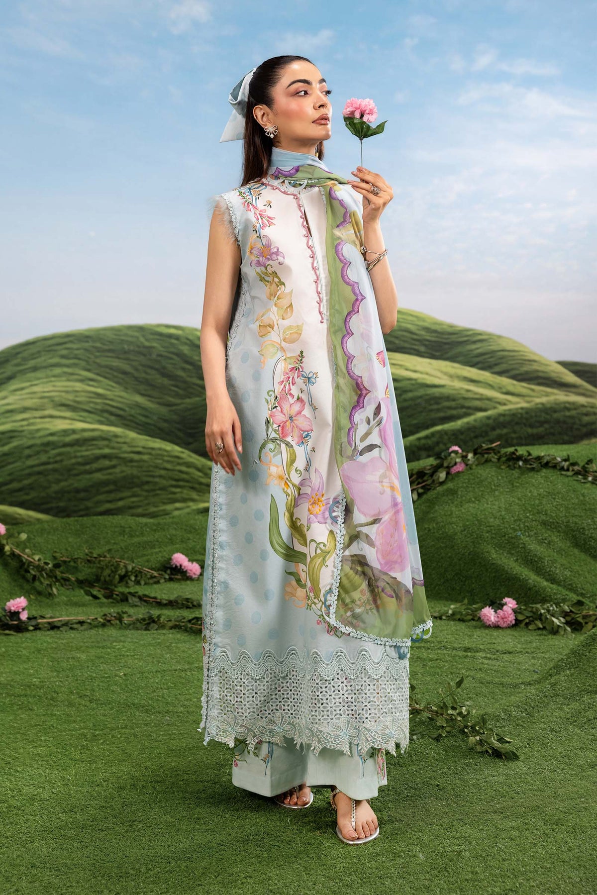 Maria B | M Basics Dreamscape Eid Lawn | MB-CUSV14-06A by Maria B - Designer Dress  - Type : Ladies Clothes - Available at Libayah - 100% Original 