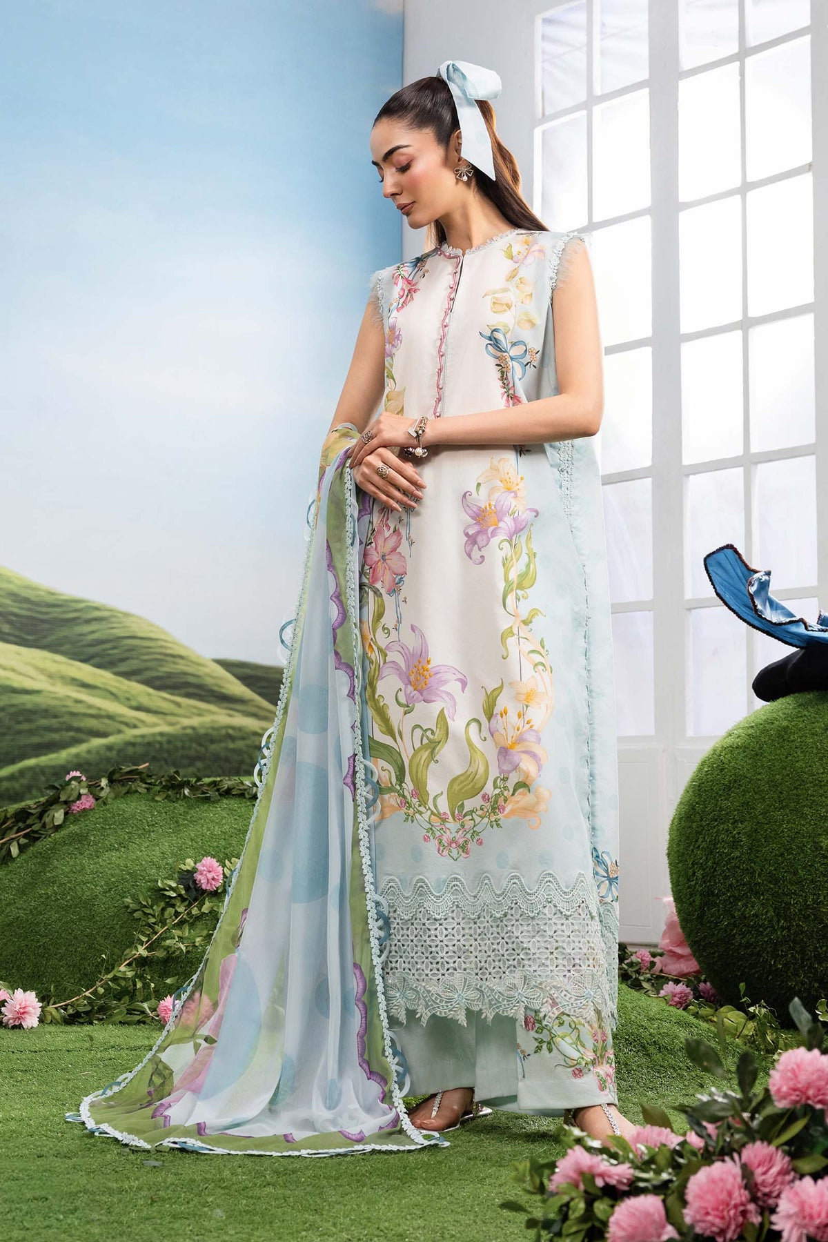 Maria B | M Basics Dreamscape Eid Lawn | MB-CUSV14-06A by Maria B - Designer Dress  - Type : Ladies Clothes - Available at Libayah - 100% Original 