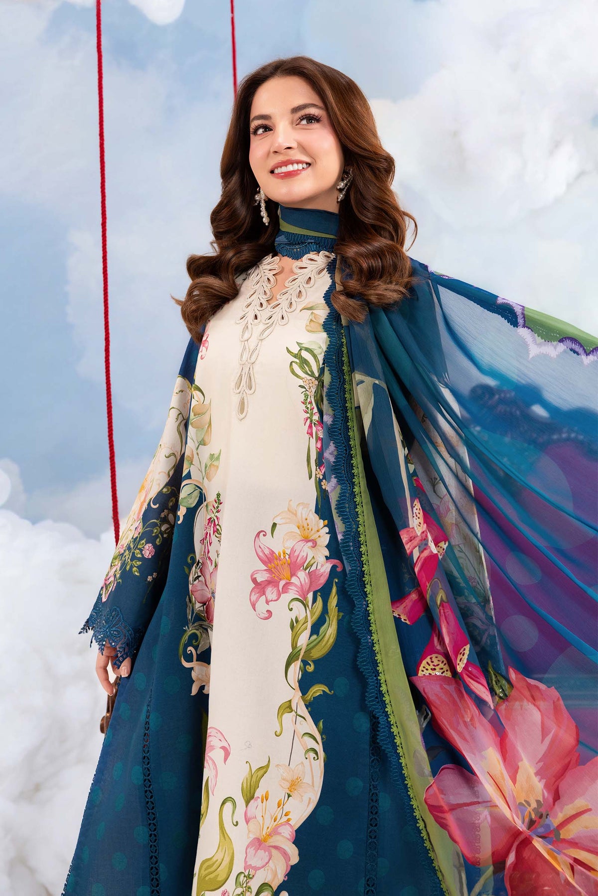 Maria B | M Basics Dreamscape Eid Lawn | MB-CUSV14-05B by Maria B - Designer Dress  - Type : Ladies Clothes - Available at Libayah - 100% Original 