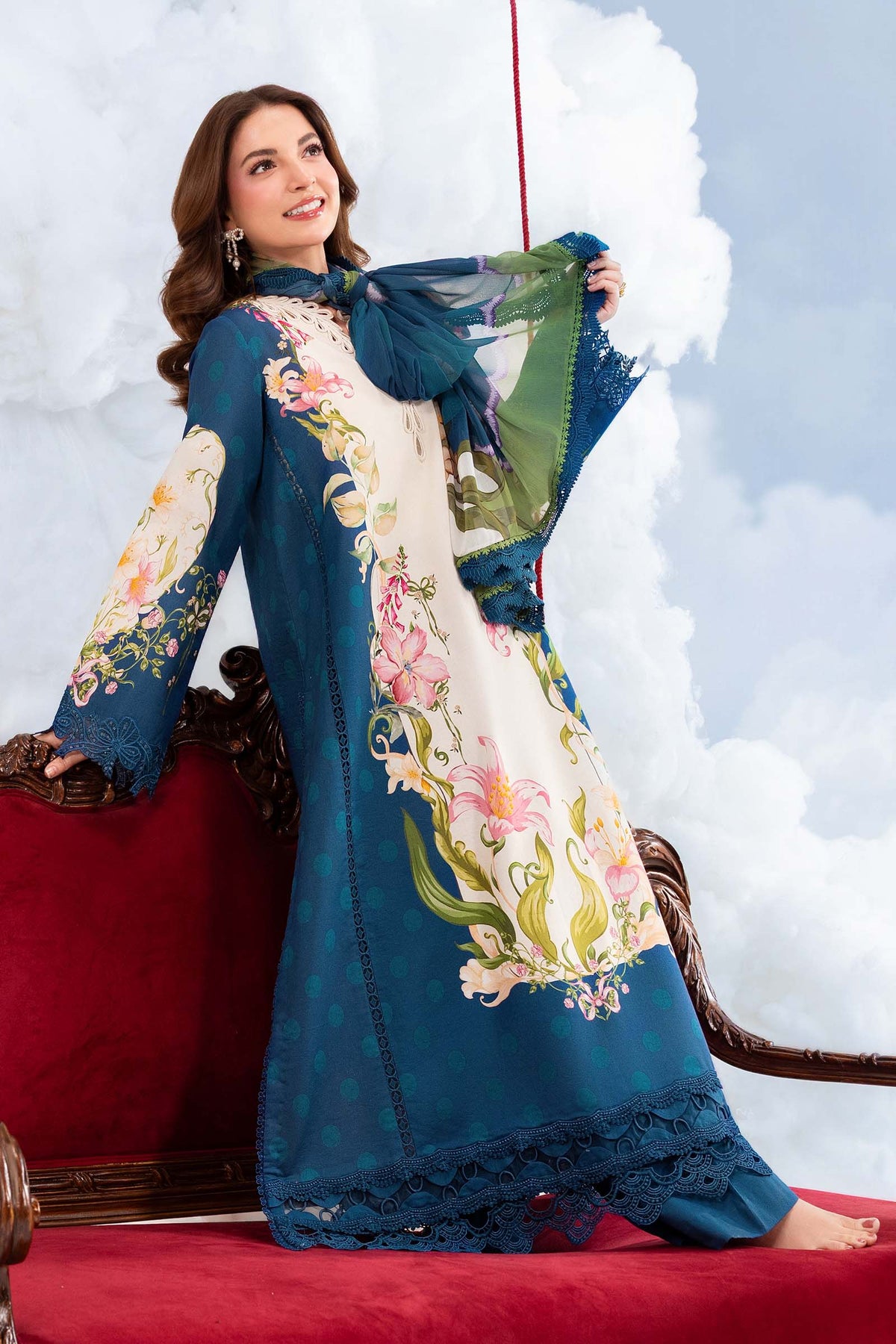 Maria B | M Basics Dreamscape Eid Lawn | MB-CUSV14-05B by Maria B - Designer Dress  - Type : Ladies Clothes - Available at Libayah - 100% Original 
