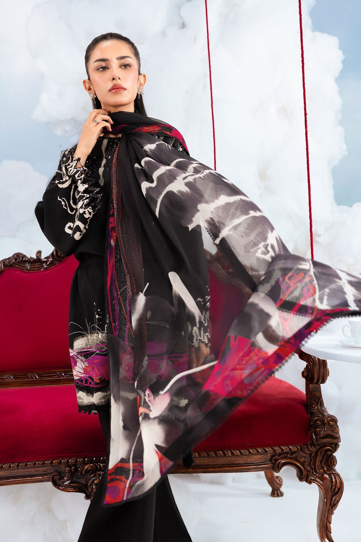 Maria B | M Basics Dreamscape Eid Lawn | MB-CUSV14-06A by Maria B - Designer Dress  - Type : Ladies Clothes - Available at Libayah - 100% Original 