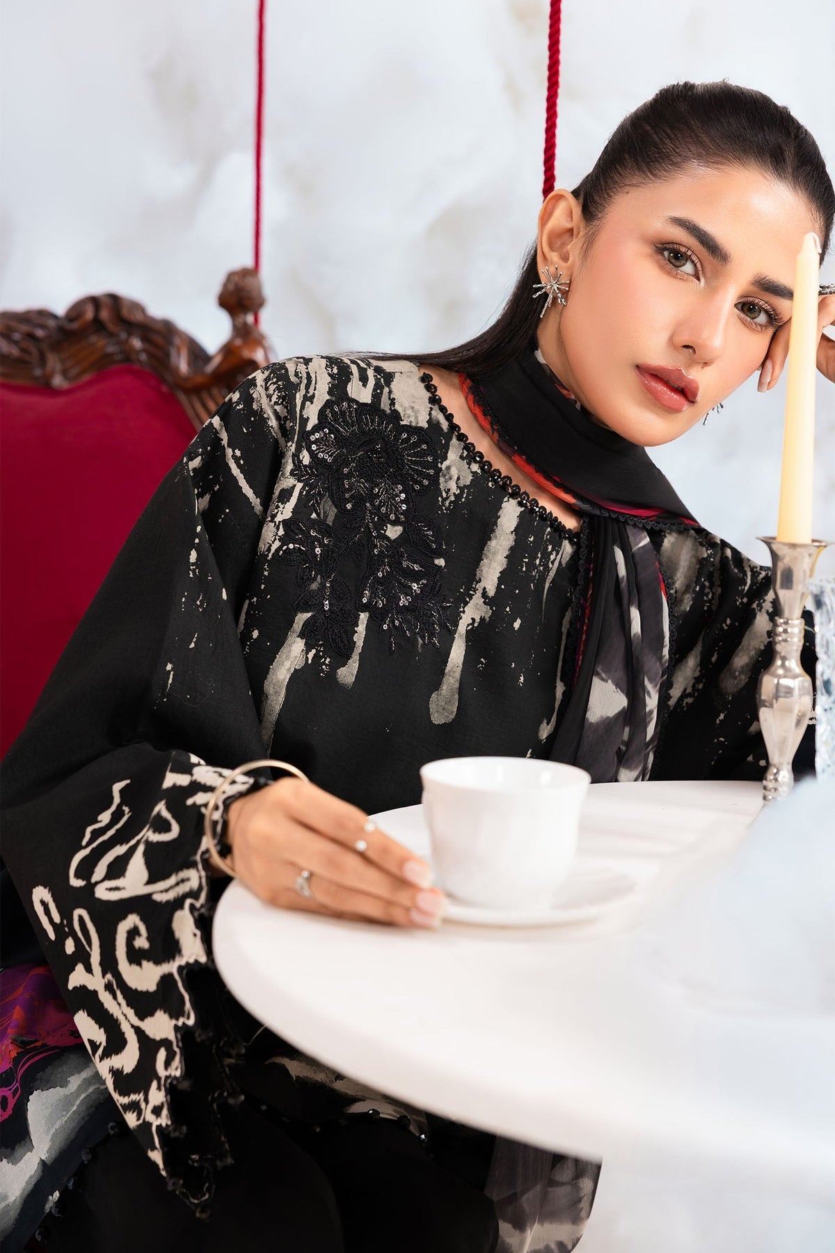 Maria B | M Basics Dreamscape Eid Lawn | MB-CUSV14-06A by Maria B - Designer Dress  - Type : Ladies Clothes - Available at Libayah - 100% Original 