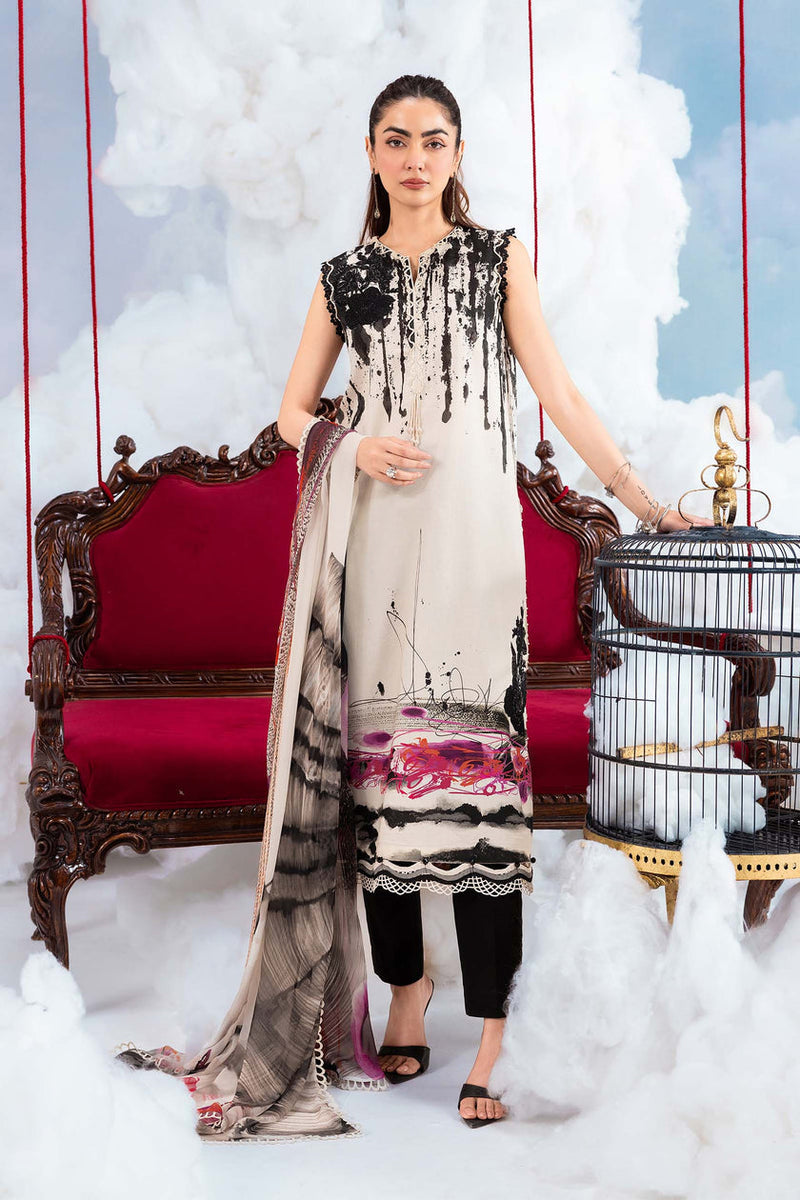 Maria B | M Basics Dreamscape Eid Lawn | MB-CUSV14-06B by Maria B - Designer Dress  - Type : Ladies Clothes - Available at Libayah - 100% Original 