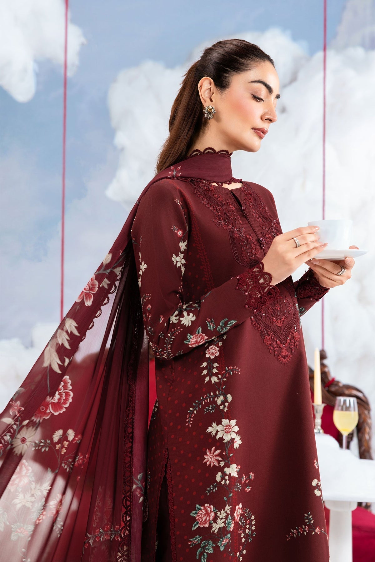 Maria B | M Basics Dreamscape Eid Lawn | MB-CUSV14-07A by Maria B - Designer Dress  - Type : Ladies Clothes - Available at Libayah - 100% Original 