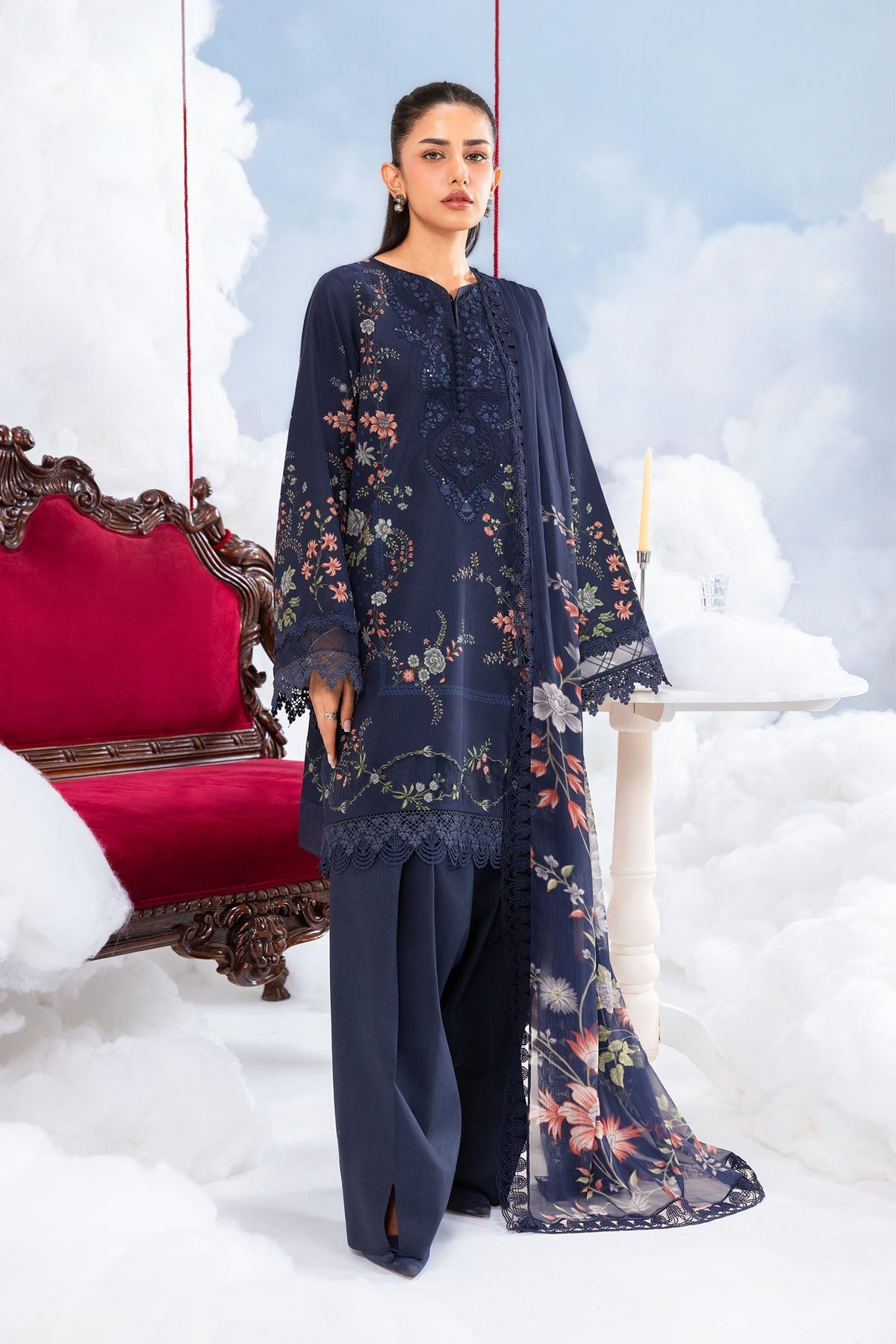 Maria B | M Basics Dreamscape Eid Lawn | MB-CUSV14-07B by Maria B - Designer Dress  - Type : Ladies Clothes - Available at Libayah - 100% Original 
