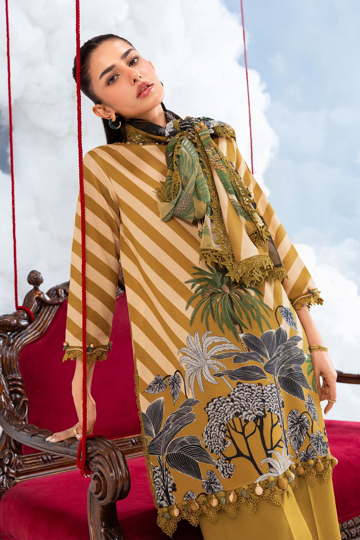 Maria B | M Basics Dreamscape Eid Lawn | MB-CUSV14-08A by Maria B - Designer Dress  - Type : Ladies Clothes - Available at Libayah - 100% Original 