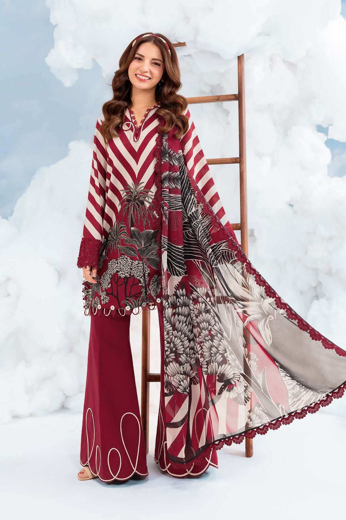 Maria B | M Basics Dreamscape Eid Lawn | MB-CUSV14-08B by Maria B - Designer Dress  - Type : Ladies Clothes - Available at Libayah - 100% Original 